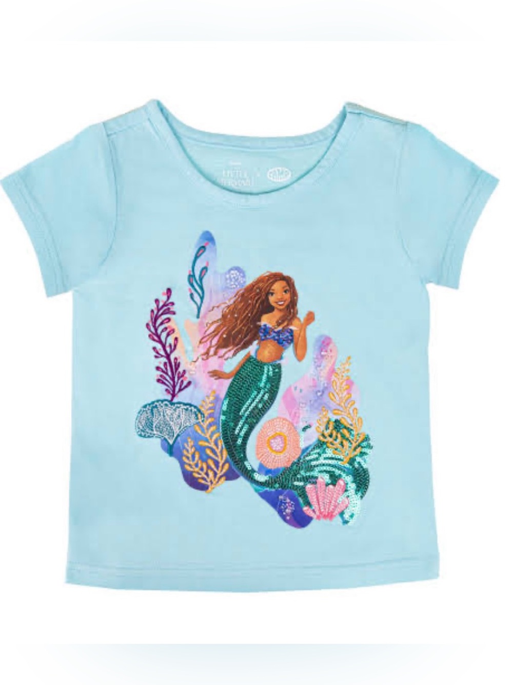 Disney The Little Mermaid X Camp Blue Ariel Sequin & Beaded T-Shirt Size 10-12